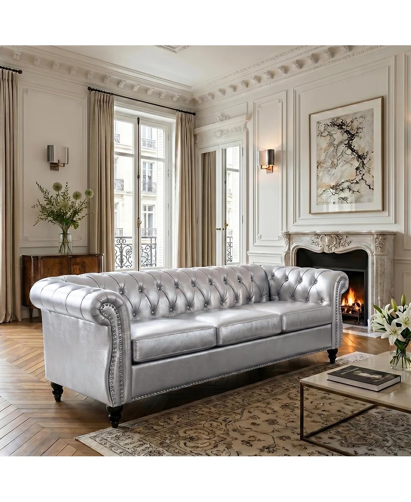 Streamdale Furniture Rolled Arm Chesterfield 3 Seater Sofa