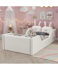 Streamdale Furniture Twin Upholstered Platform Bed with Rabbit Cushion and Removable Rails