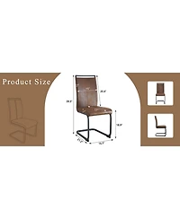 Flynama Set of 2 Vintage Tech Fabric Dining Chairs, 39.3" High Back Metal Frame Accent Chairs