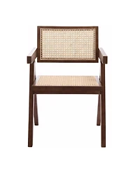Flynama Modern Mid Century Rattan Accent Dining Chair with Armrests, for Living Room and Dining Room