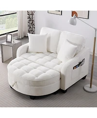 Streamdale Furniture Two-Seater Sofa Chaise with Storage Footrest and Pillows
