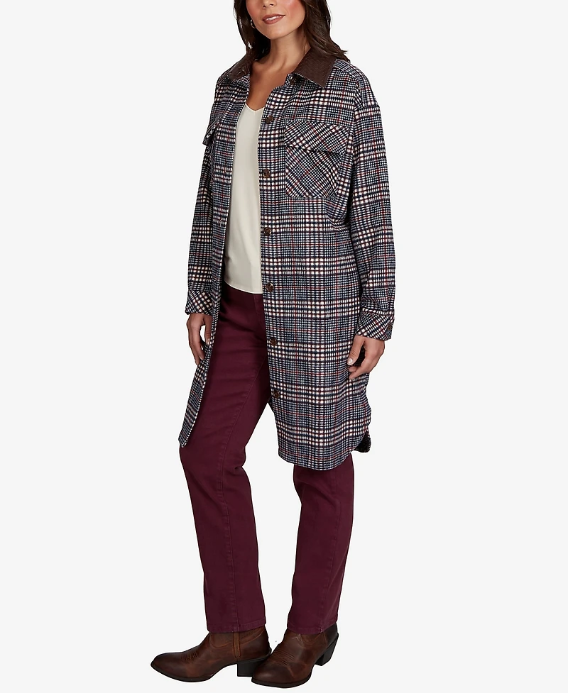 Ruby Rd. Petite Brushed Plaid Mid-Length Shirt Jacket