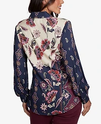 Ruby Rd. Petite Garden Tie-Front Long-Sleeve Floral-Print Blouse
