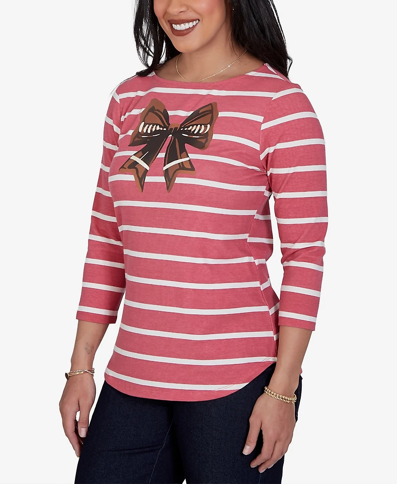 Ruby Rd. Petite 3/4-Sleeve Boat-Neck Curved-Hem T-Shirt