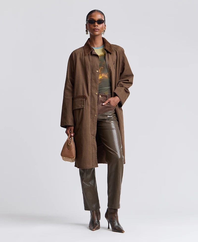 Avec Les Filles Women's Waxed Cotton Corduroy Utility Coat
