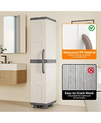 Sugift 70 Inch Plastic Kitchen Pantry Cabinet with 4 Adjustable Shelves and Single Door Slim Tall Storage