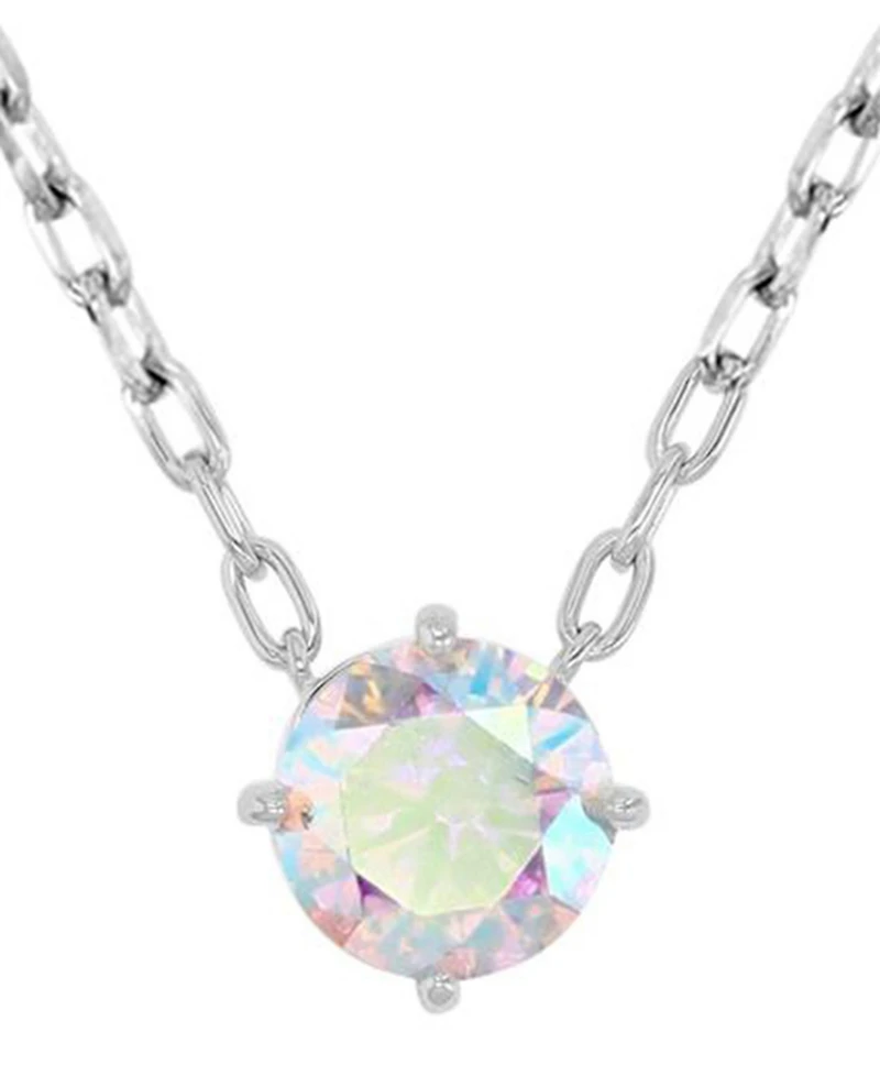 Macy's Rhodium Over Sterling Silver Aurora Borealis Round Cubic Zirconia Necklace