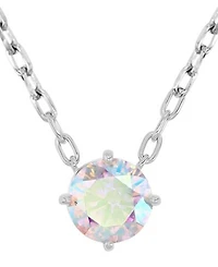 Macy's Rhodium Over Sterling Silver Aurora Borealis Round Cubic Zirconia Necklace