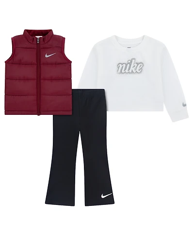 Nike Toddler Girls' 2T-4T Swoosh Sparkle Vest, T-Shirt and Leggings, 3-Piece Set