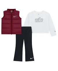 Nike Toddler Girls' 2T-4T Swoosh Sparkle Vest, T-Shirt and Leggings, 3-Piece Set