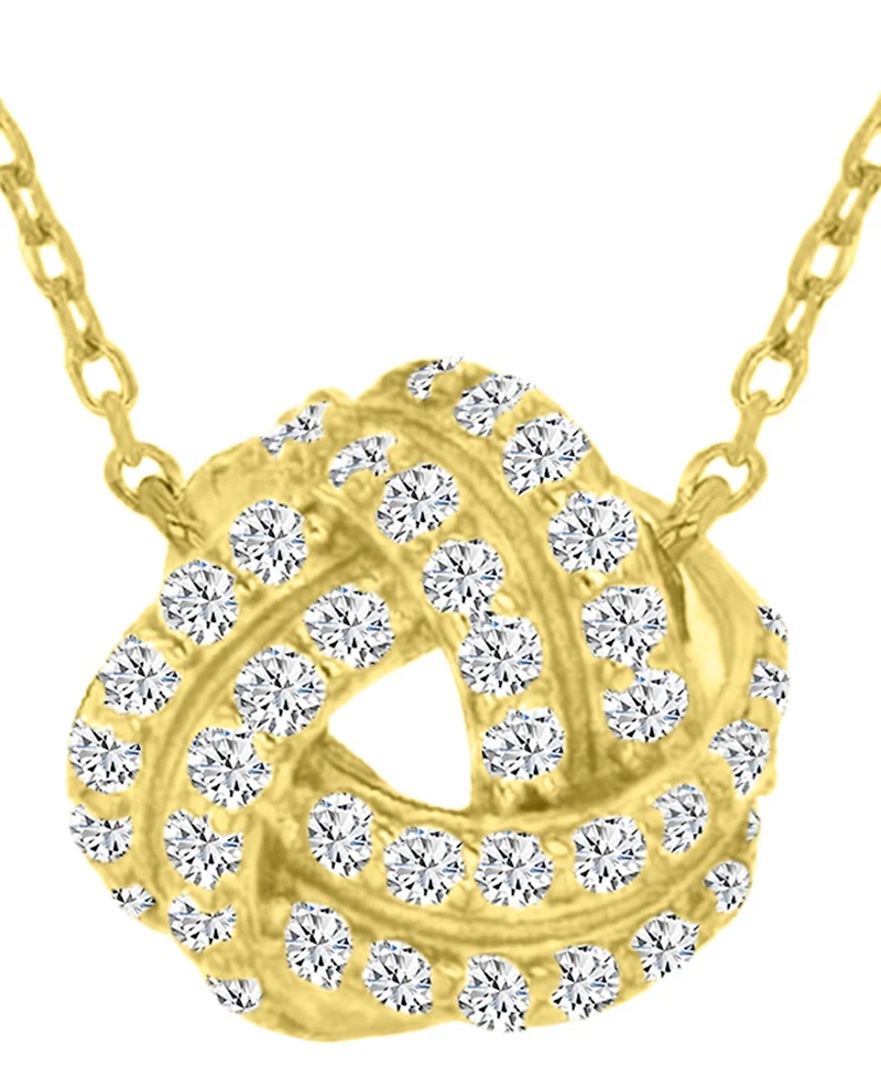 Macy's 14k Gold Over Sterling Silver Cubic Zirconia Pave Knot Necklace