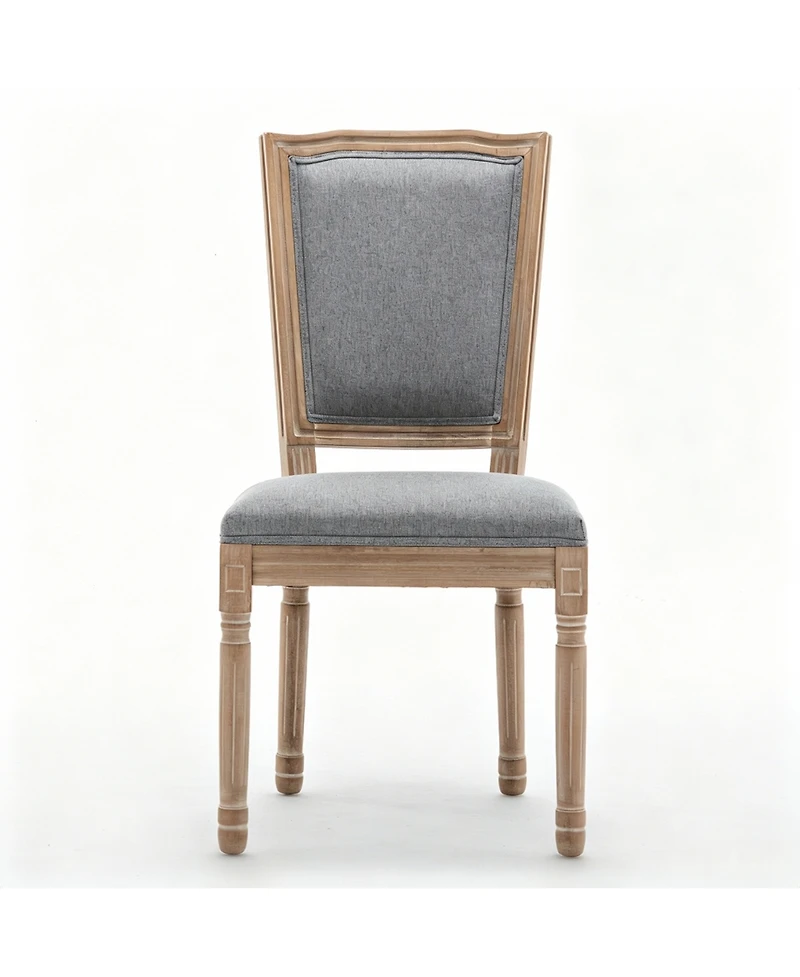 Streamdale Furniture Farmhouse Solid Wood Dining Chairs, Cushioned Linen Seat,Set of 2