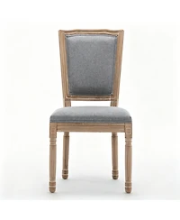 Streamdale Furniture Farmhouse Solid Wood Dining Chairs, Cushioned Linen Seat,Set of 2