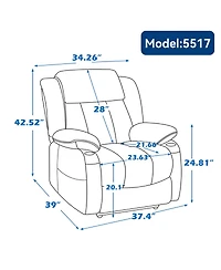 Streamdale Furniture Chenille Power Lift Recliner with Massage, Heating and Usb Ports