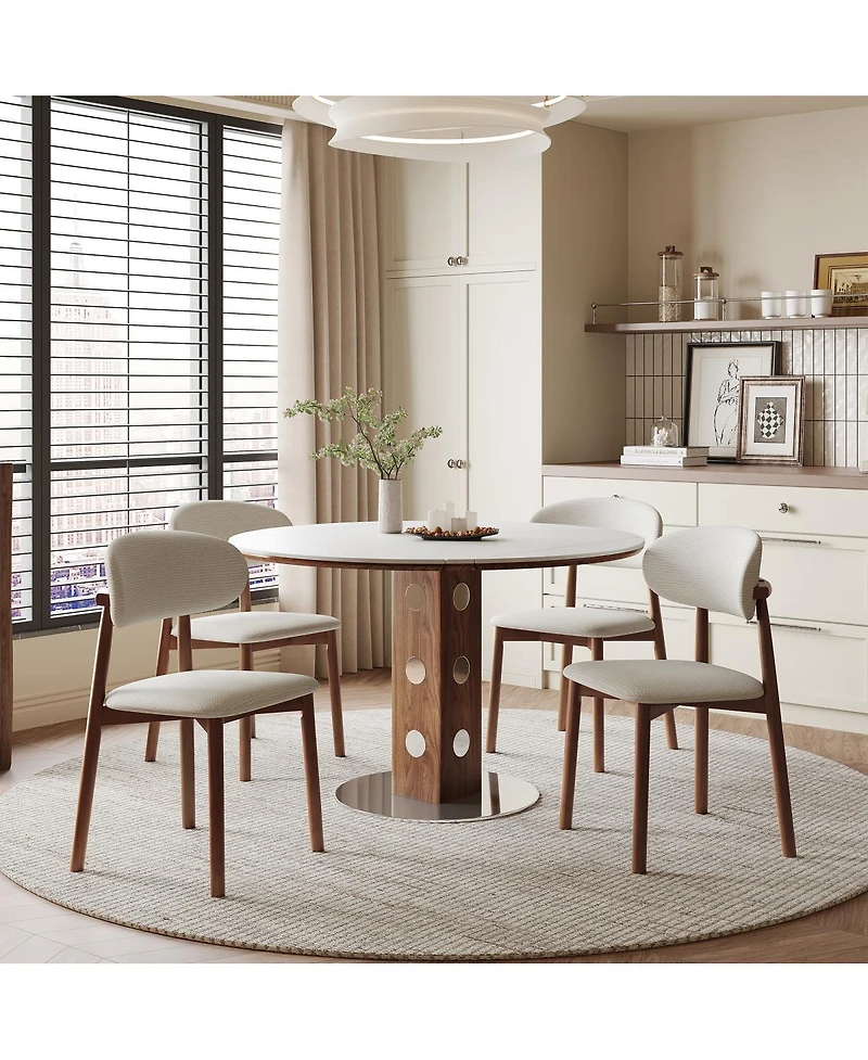 Streamdale Furniture Solid Wood Chenille Dining Chairs, Set of 2