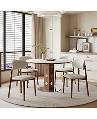 Streamdale Furniture Solid Wood Chenille Dining Chairs, Set of 2
