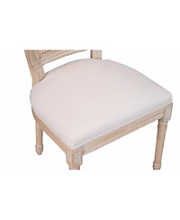 Streamdale Furniture French Country Upholstered Dining Chairs with Rattan Back, Set of 2