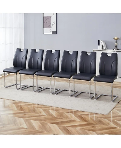 Streamdale Furniture Pu Dining Chair Set of 6 with Legs
