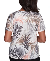 Alfred Dunner Petite Warm Palm Tree Tropical Short-Sleeve T-Shirt