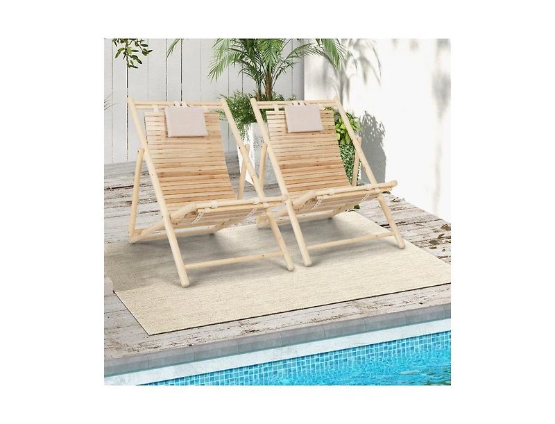 Boyel Living 1 Piece Solid Fir Wood Lounge Chair with 3-Level Adjustable Backrest and Soft Padded Headrest