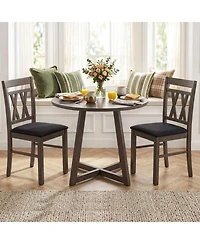 Sugift Modern Linen Style Upholstered Kitchen Chairs Set of 2 with X-Shaped Backrest Accents