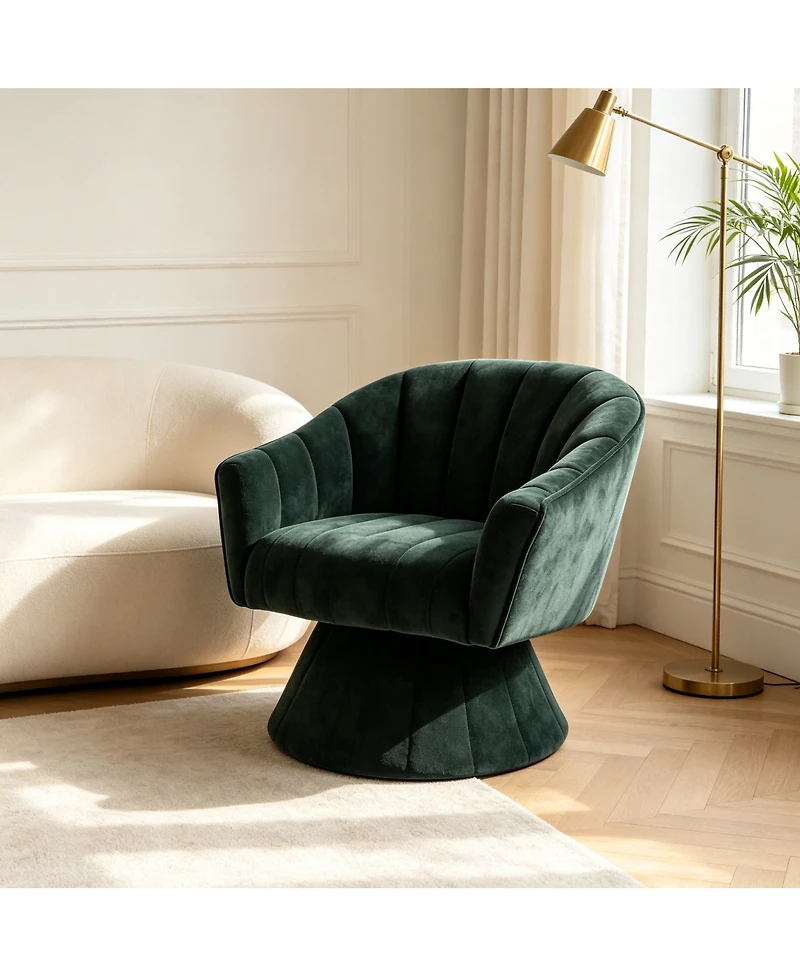 Streamdale Furniture Corduroy 360-Degree Swivel Accent Barrel Chair