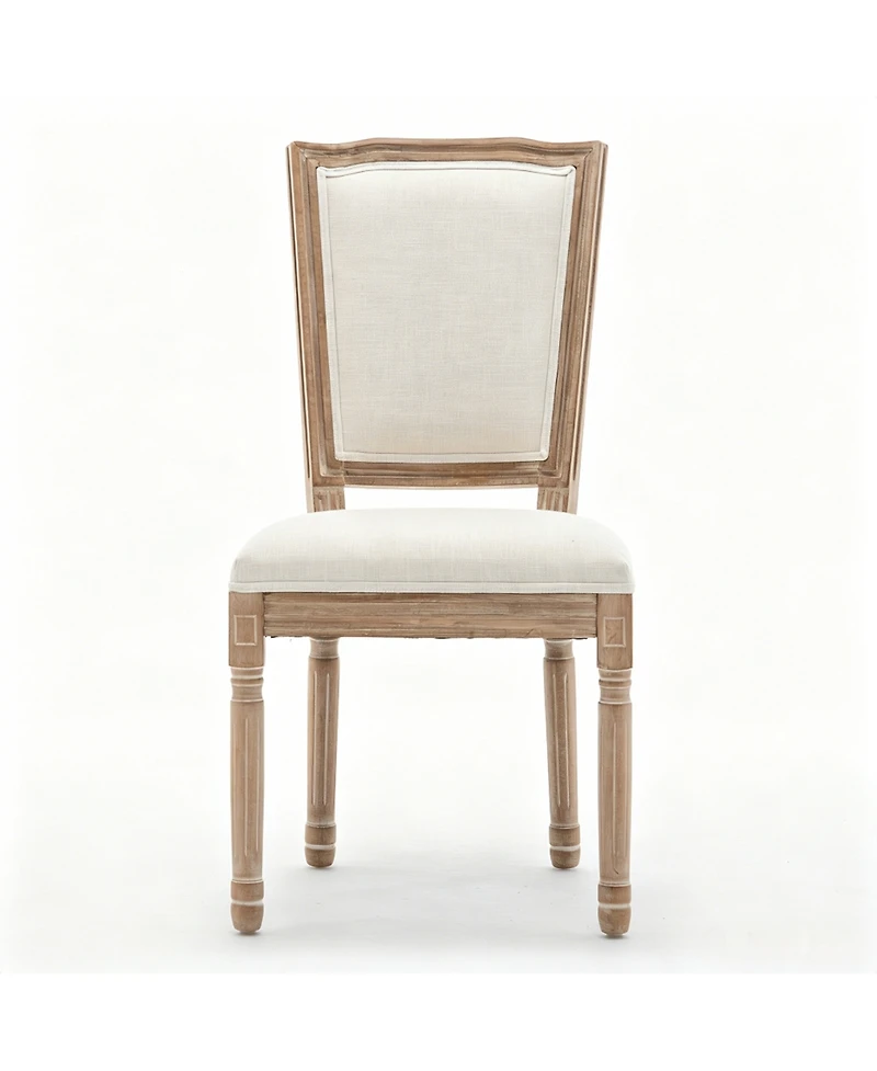 Streamdale Furniture Farmhouse Solid Wood Dining Chairs, Linen Seat, Set of 2