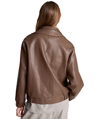 Kenneth Cole Women's Moto Asymmetrical Zip-Front High-Stand Collar Jacket