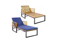 Boyel Living Adjustable Cushioned Patio Chaise Lounge Chair with 4-Level Backrest