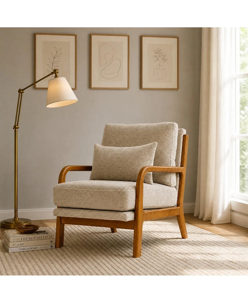 Streamdale Furniture Modern Solid Wood Accent Chair with Nubby Upholstery