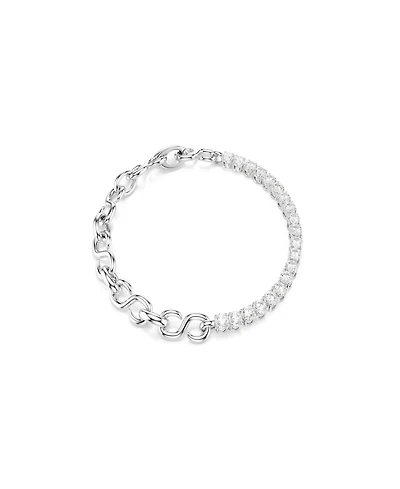 Swarovski Sterling Silver-Plated White Crystals Bracelet