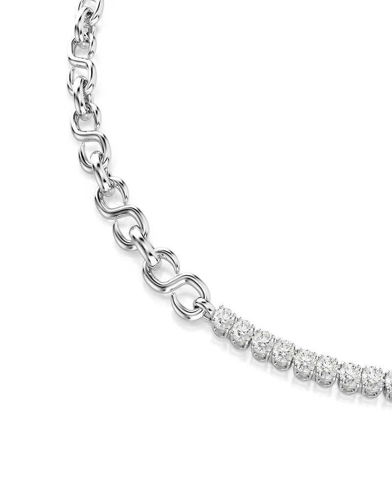 Swarovski Sterling Silver-Plated White Crystals Necklace