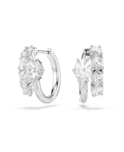 Swarovski Sterling Silver-Plated White Crystals Earrings