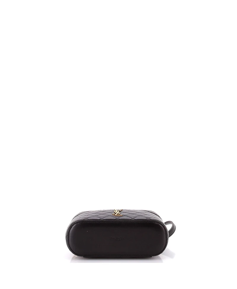 Pre-Owned Saint Laurent Mini Gaby Zip Around Vanity Bag Quilted Leather