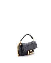 Pre-Owned Fendi Mini Baguette Nm Bag Zucca Embossed Leather