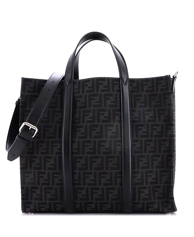 Pre-Owned Fendi Large Convertible Open Tote Zucca Jacquard Fabric and Leather