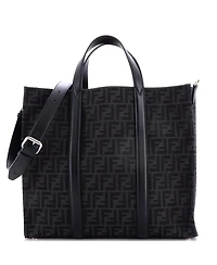 Pre-Owned Fendi Large Convertible Open Tote Zucca Jacquard Fabric and Leather