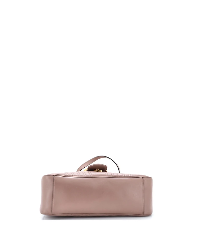 Pre-Owned Gucci Medium Gg Marmont Top Handle Flap Bag Matelasse Leather