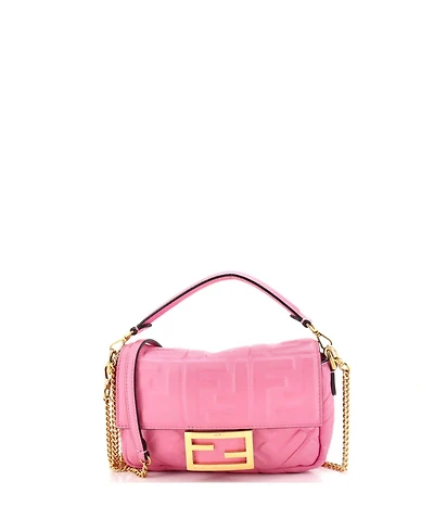 Pre-Owned Fendi Mini Baguette Nm Bag Zucca Embossed Leather