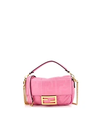 Pre-Owned Fendi Mini Baguette Nm Bag Zucca Embossed Leather