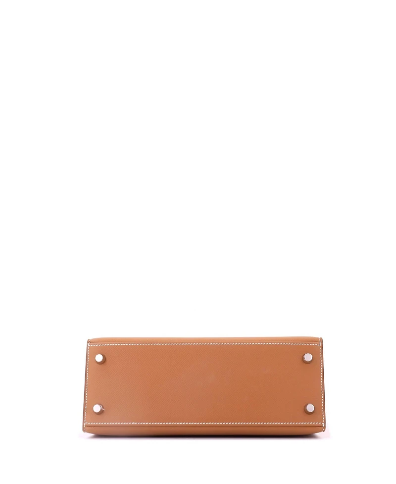 Pre-Owned Hermes Kelly 25 Handbag Brown Epsom with Electrum Hardware