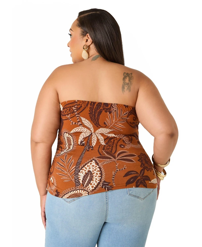 Ashley Stewart Women's Leaf Print Cutout Tube Top