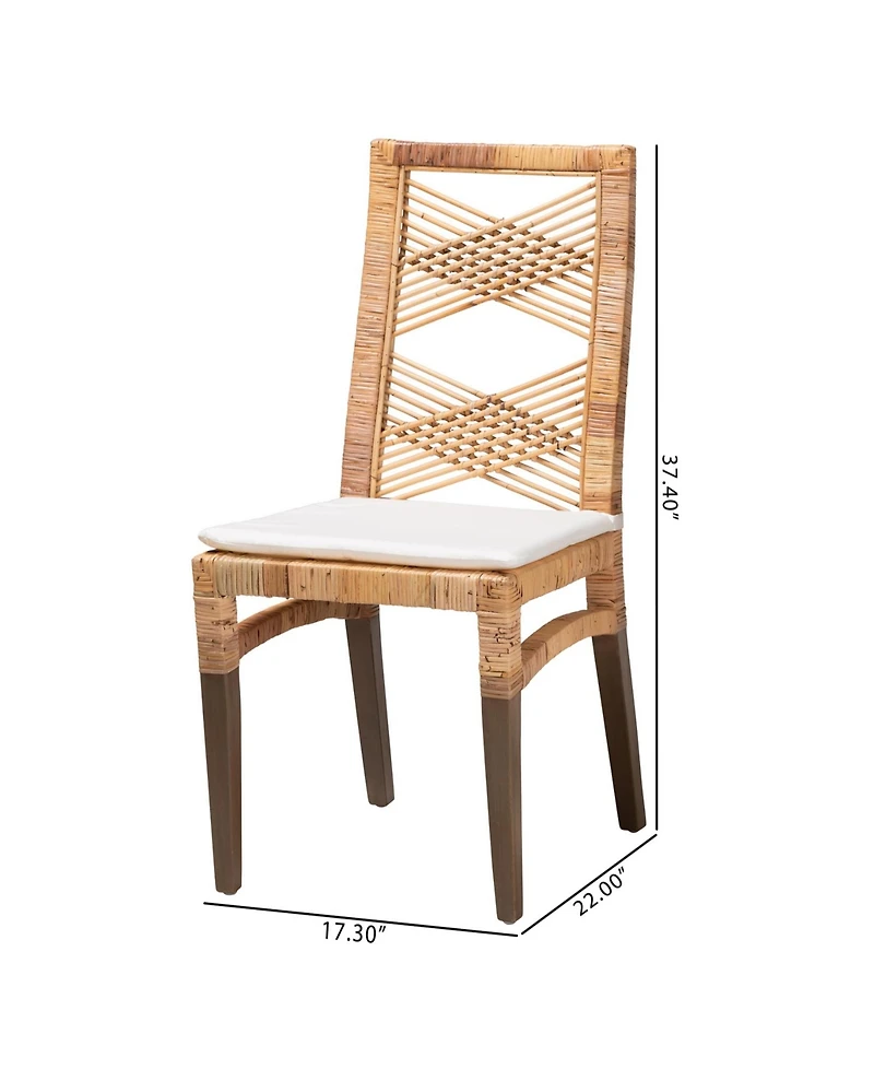 bali & pari Poltak 37.4" Rattan Modern Bohemian Dining Chair
