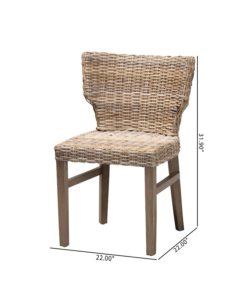 bali & pari Enver 31.9" Rattan Wood Modern Bohemian Dining Chair
