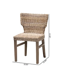 bali & pari Enver 31.9" Rattan Wood Modern Bohemian Dining Chair