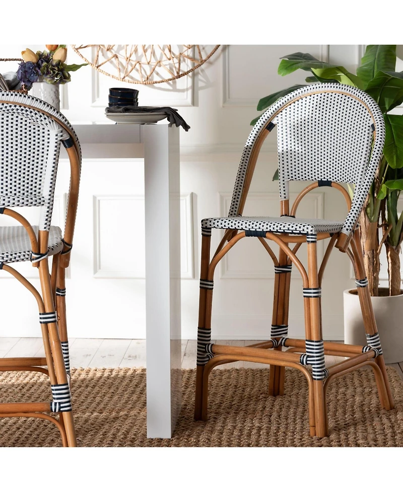 bali & pari Genica 44.9" Rattan Classic French Bar Stool