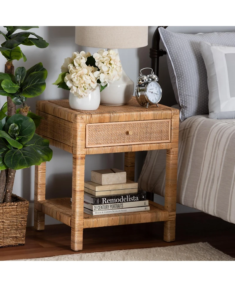 bali & pari Adelia 24.4" Rattan 1-Drawer Nightstand