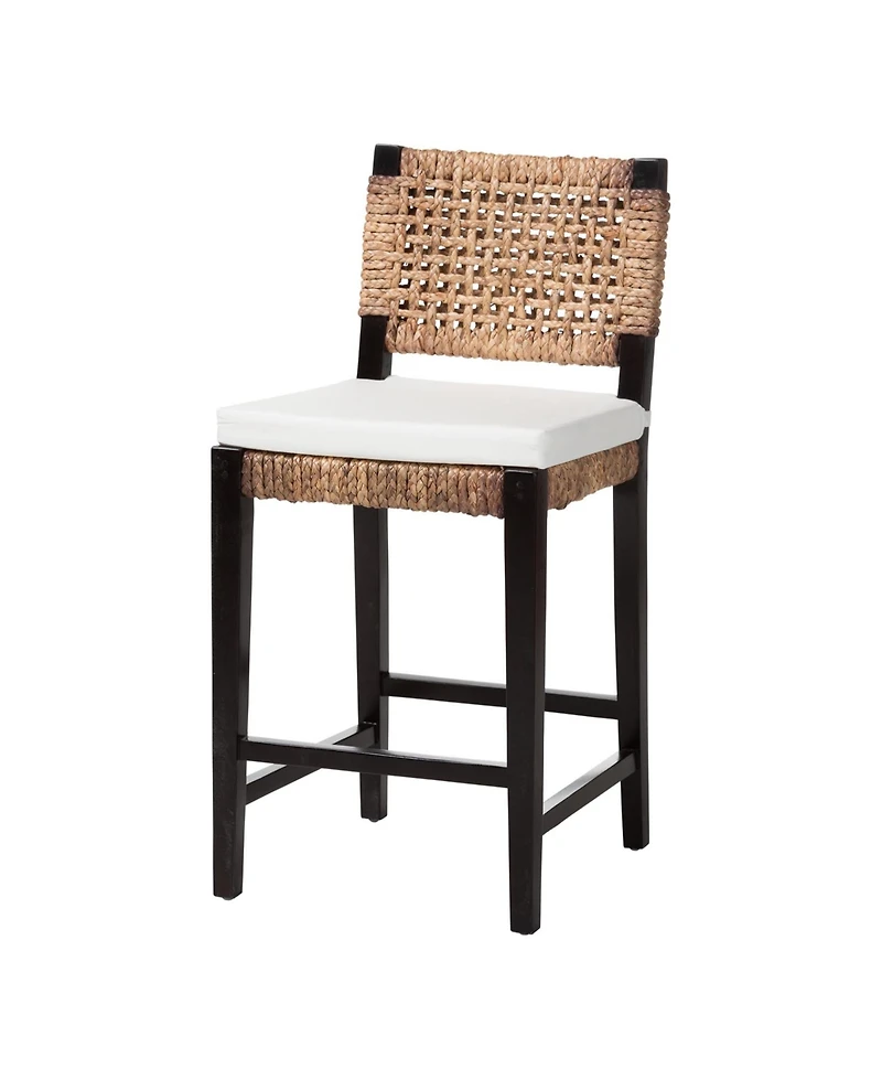 bali & pari Alise 38.2" Mahogany Wood Modern Bohemian Counter Stool