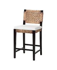 bali & pari Alise 38.2" Mahogany Wood Modern Bohemian Counter Stool