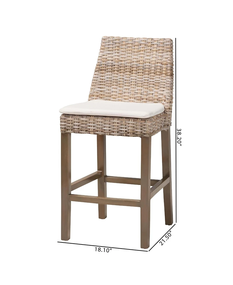 Bali & Pari Toby 38.2" Mahogany Wood Modern Bohemian Counter Stool